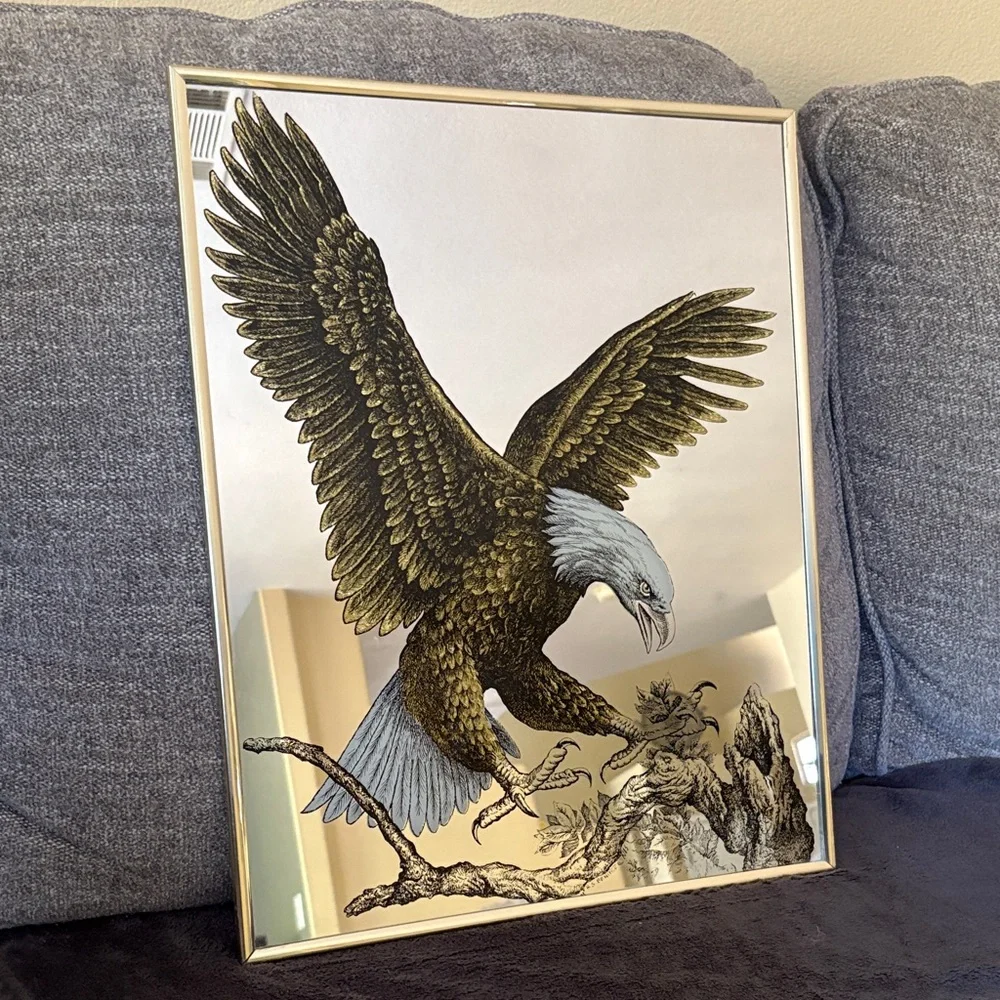 Majestic Eagle Wall Art with Gold Frame